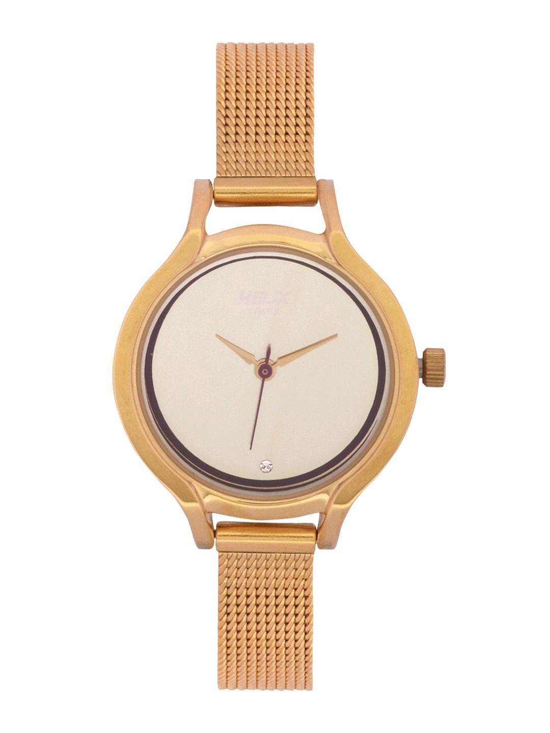 helix women champagne analogue watch - tw027hl12