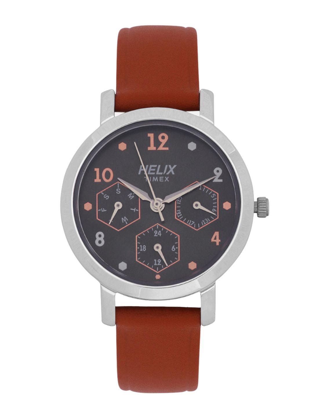 helix women charcoal grey analogue watch tw024hl30