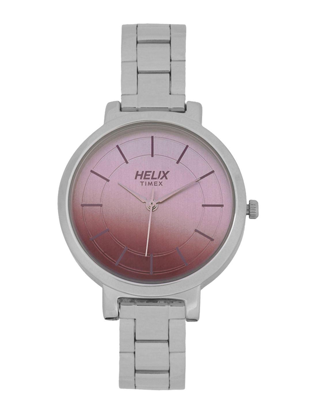 helix women pink & brown analogue watch tw041hl04