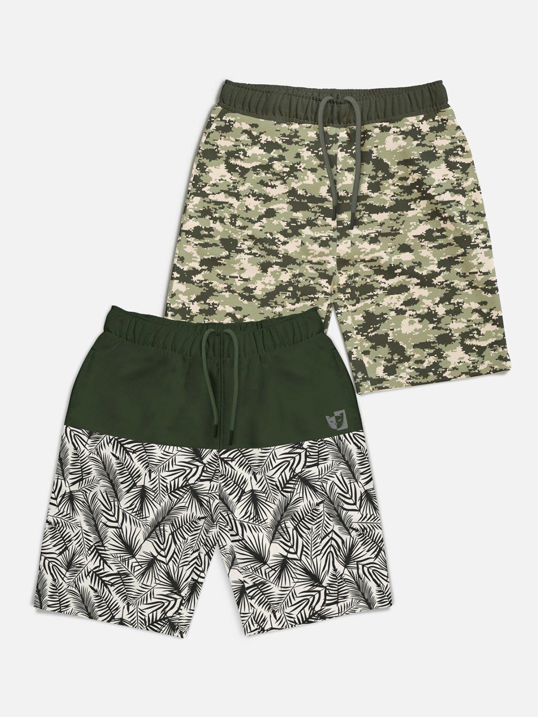 hellcat boys pack of 2 printed mid-rise cotton shorts