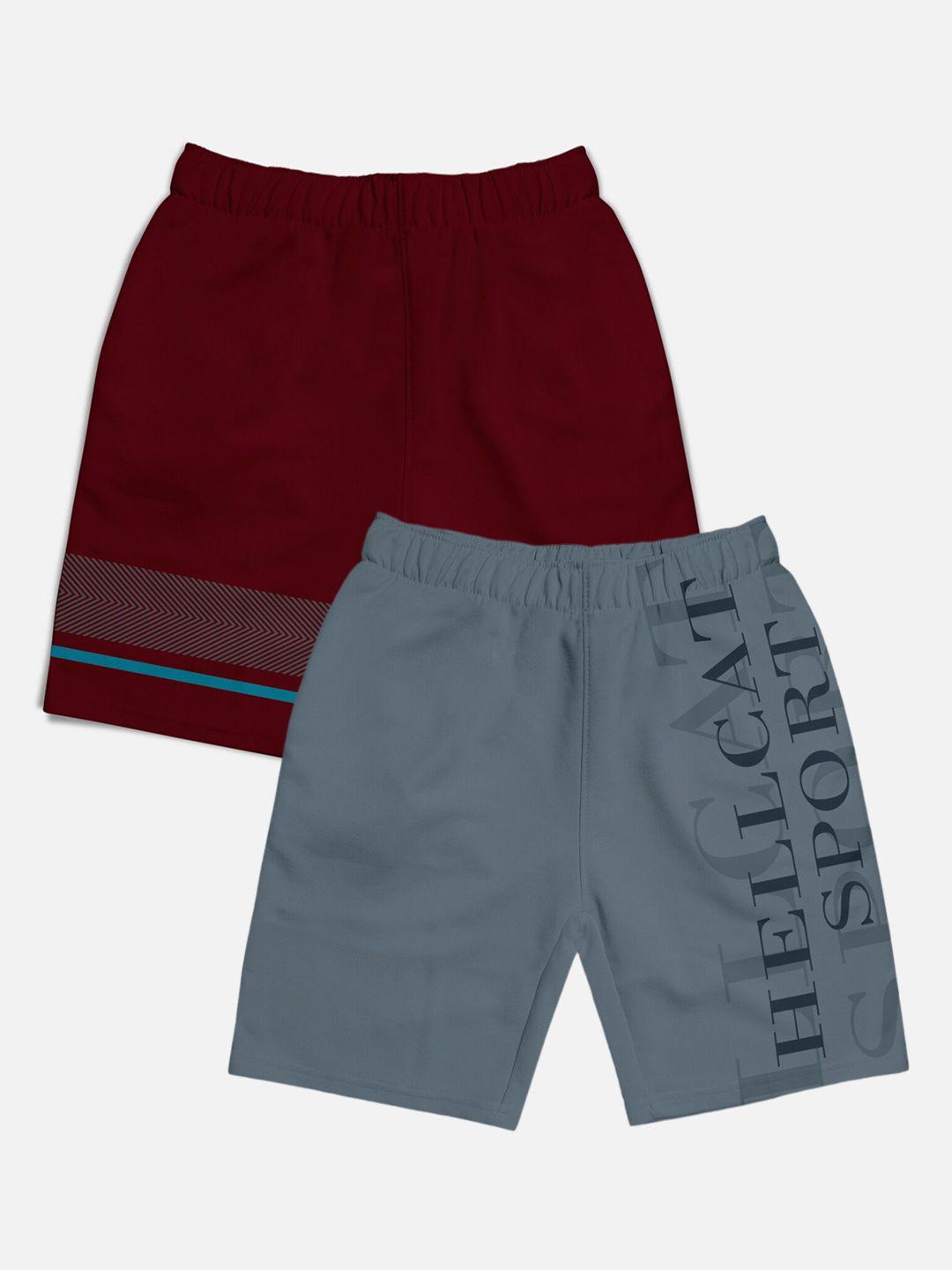 hellcat boys pack of 2 typography printed shorts