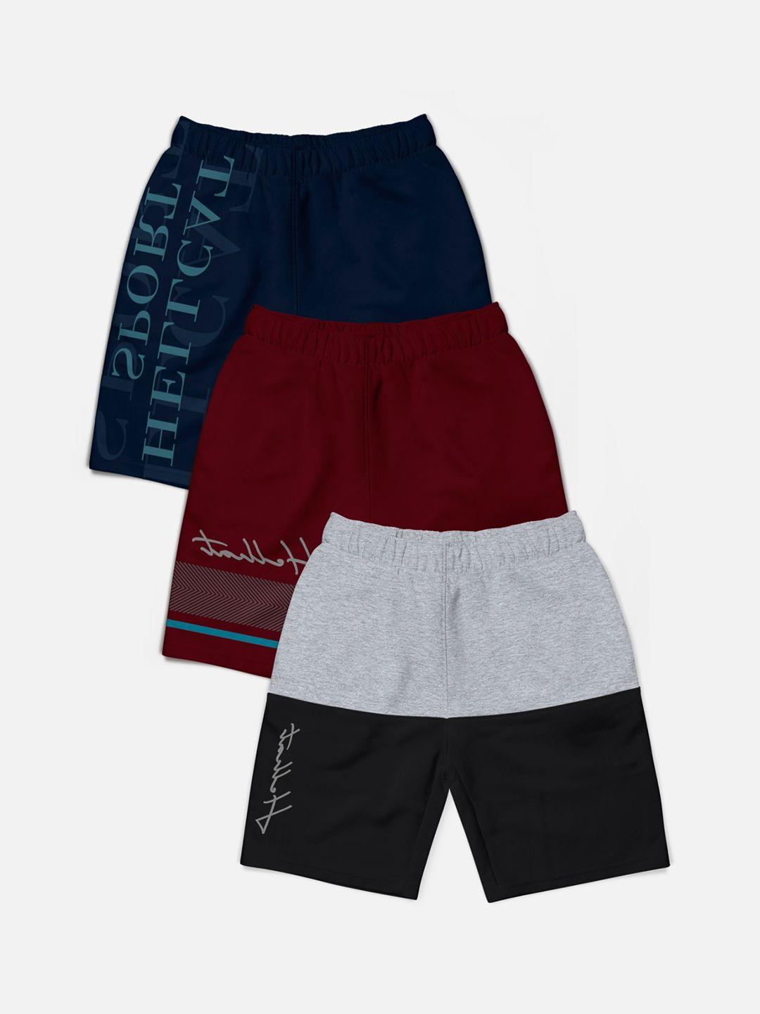 hellcat boys pack of 3 mid-rise typography cotton shorts