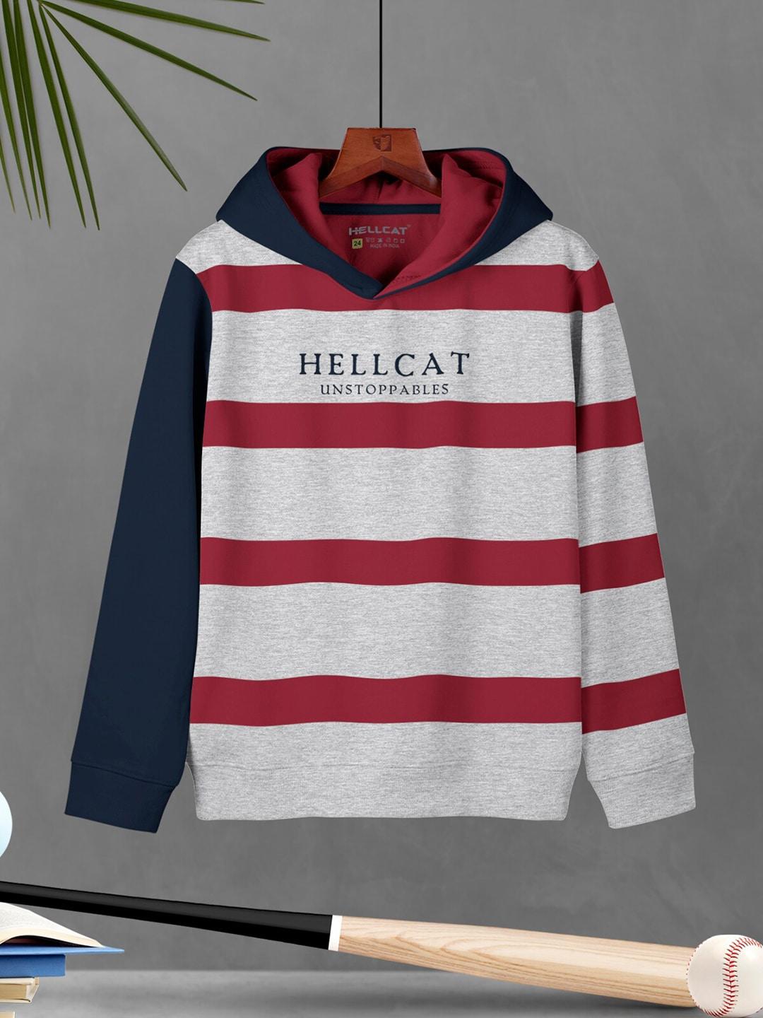 hellcat boys striped hooded cotton sweatshirt