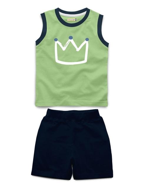 hellcat-kids-green-&-navy-printed-t-shirt-with-shorts