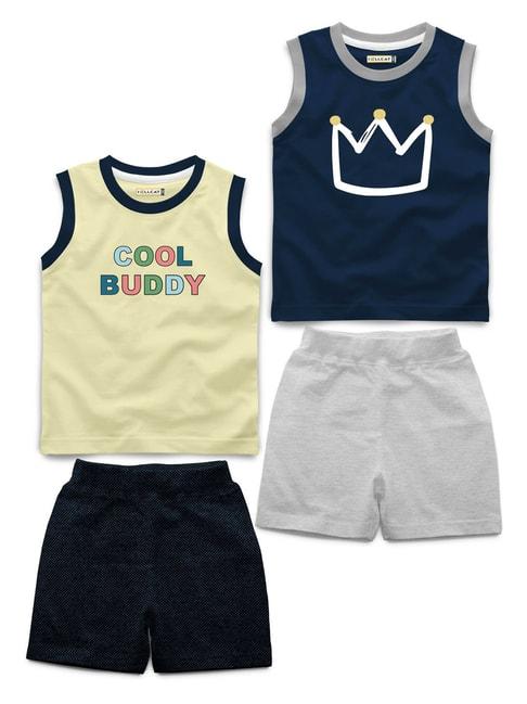 hellcat-kids-multicolor-printed-t-shirt-(pack-of-2)-with-shorts-(pack-of-2)
