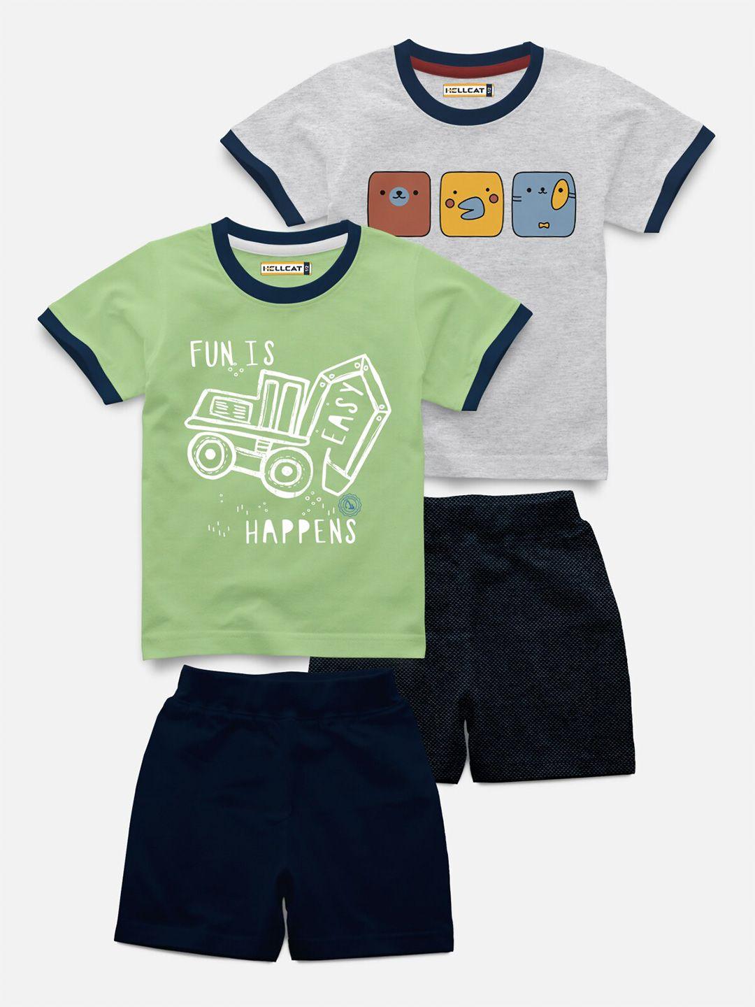 hellcat-kids-pack-of-4-printed-short-sleeves-t-shirt-with-shorts