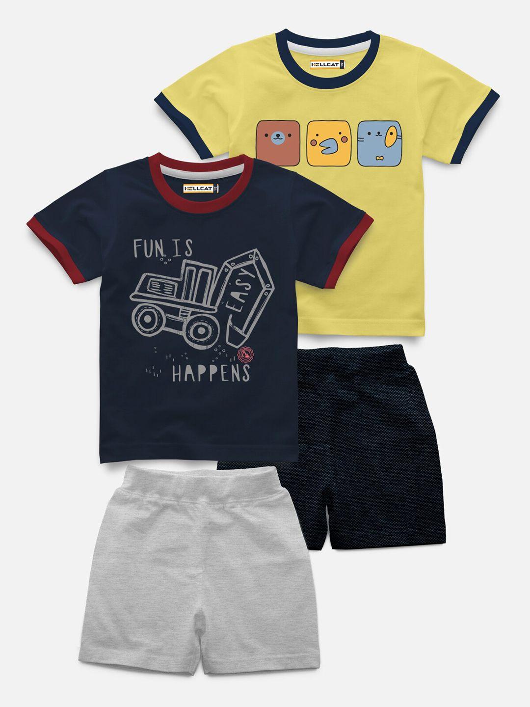 hellcat-kids-pack-of-4-printed-short-sleeves-t-shirt-with-shorts