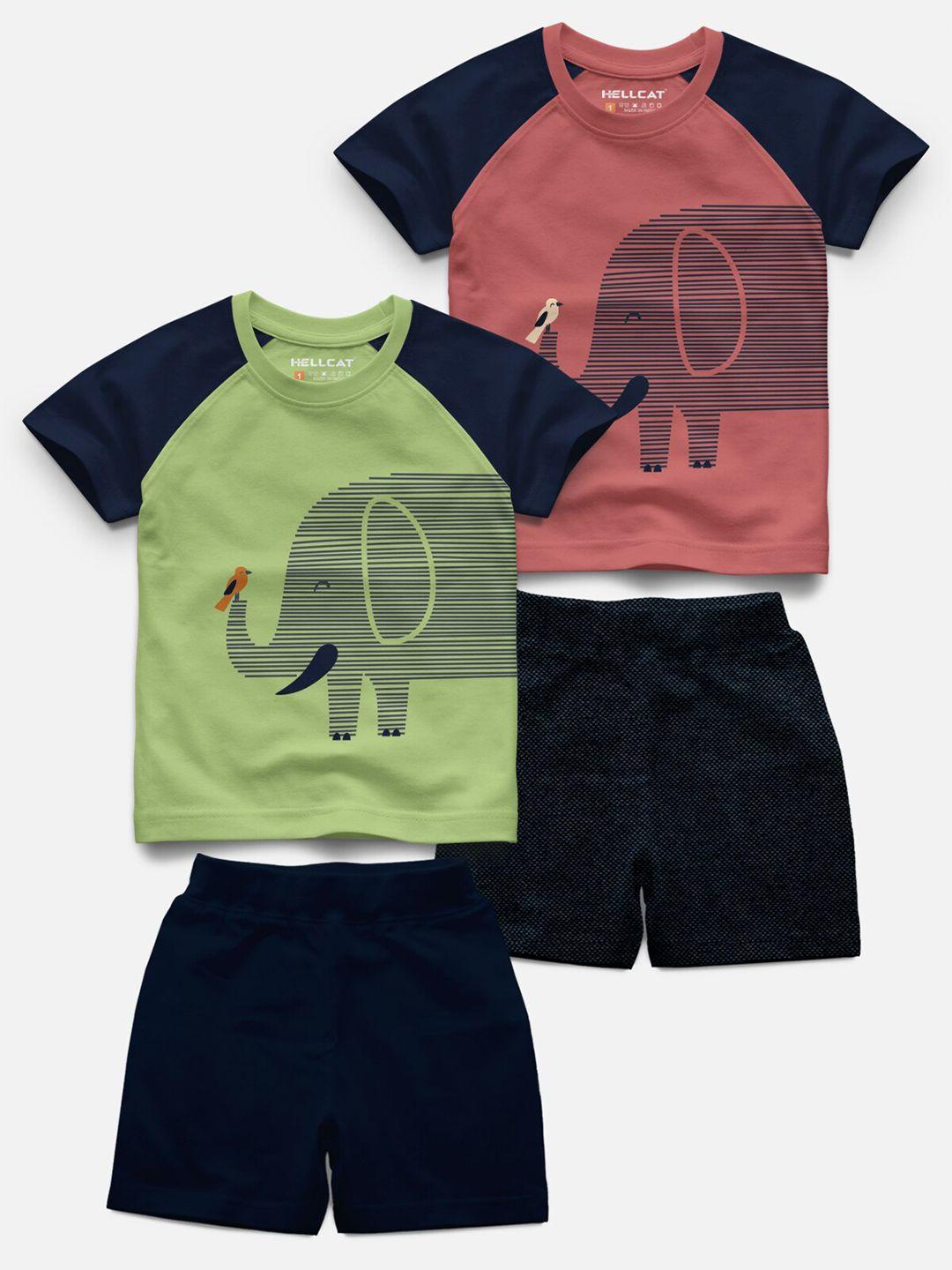 hellcat-kids-set-of-2-graphic-printed-raglan-sleeves-t-shirt-with-shorts