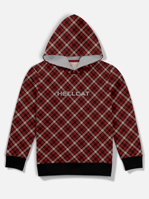 hellcat maroon checks full sleeves sweatshirt
