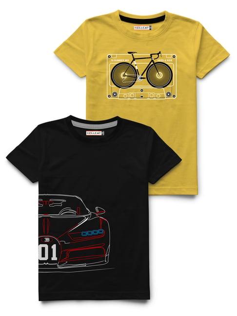 hellcat black & yellow printed t-shirt (pack of 2)