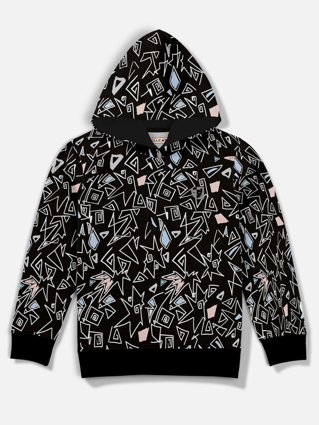 hellcat boys black printed hooded sweatshirt