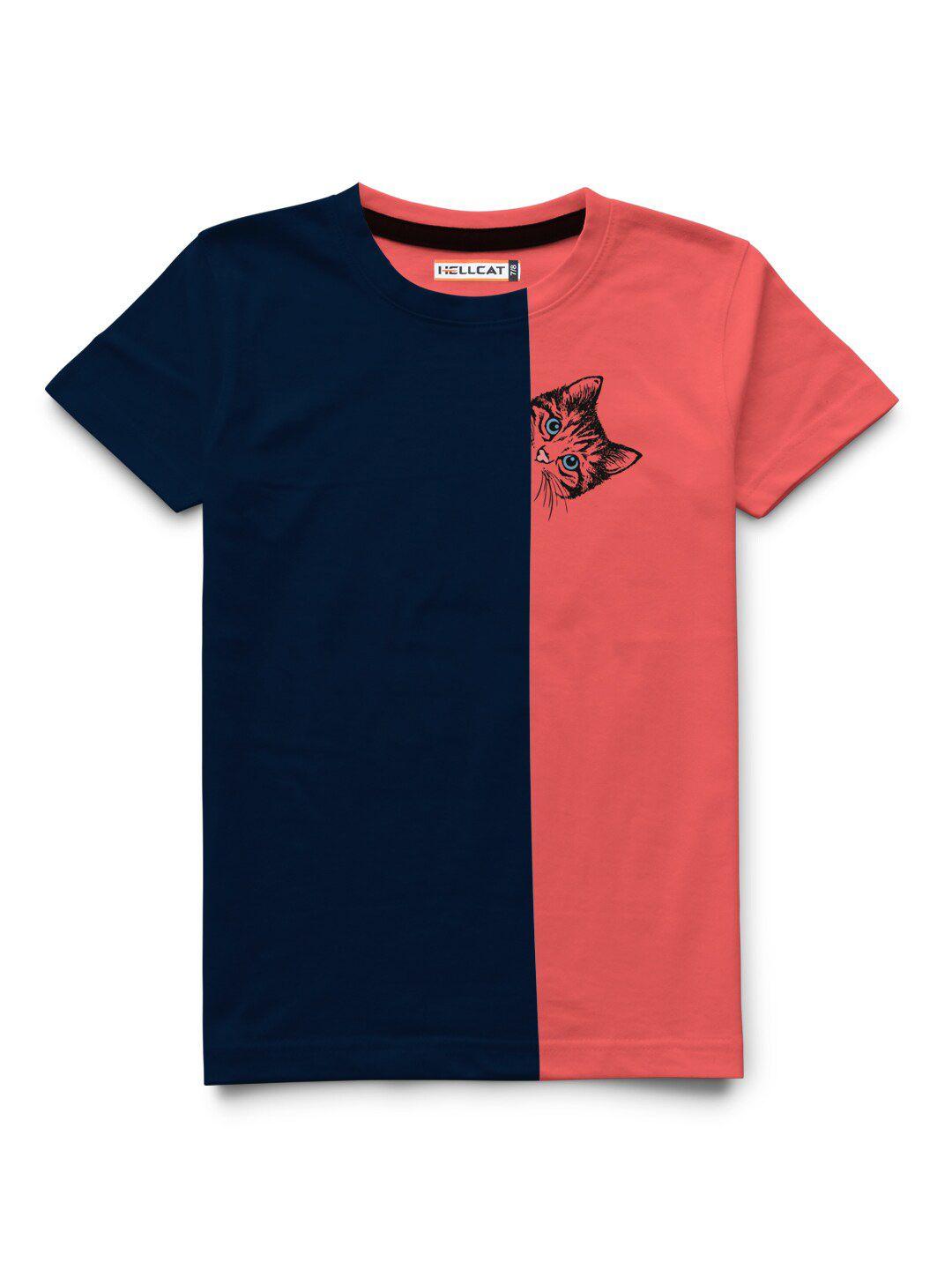 hellcat boys colourblocked regular fit cotton t-shirt