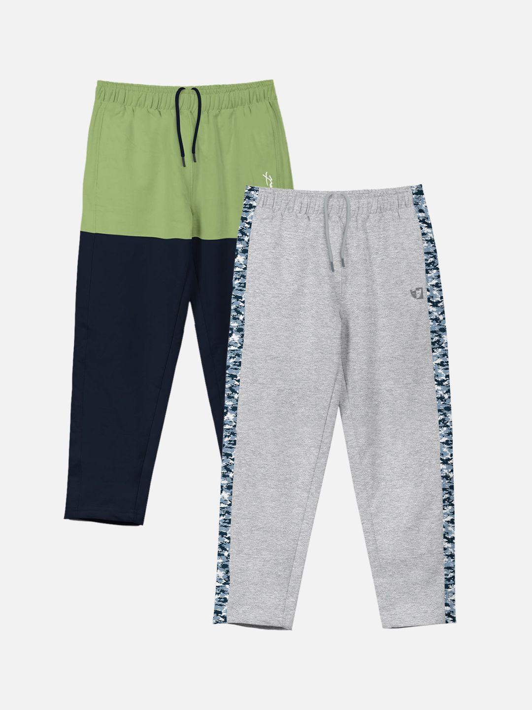 hellcat boys pack of 2 colourblocked cotton track pants