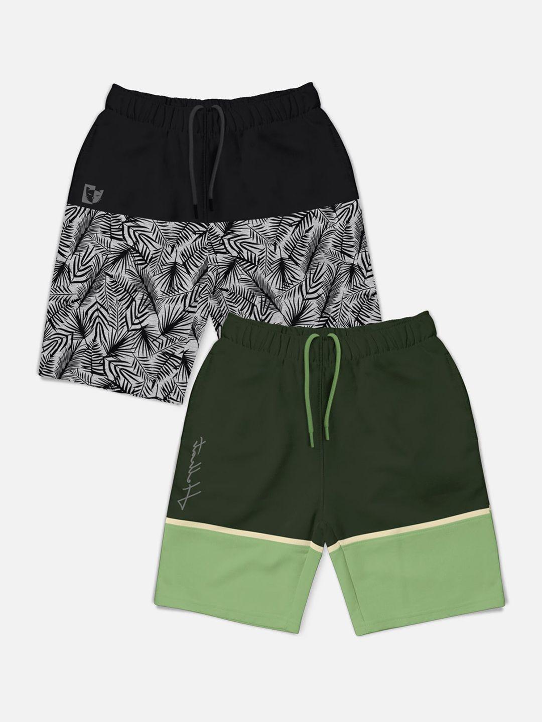hellcat boys pack of 2 printed mid-rise cotton shorts