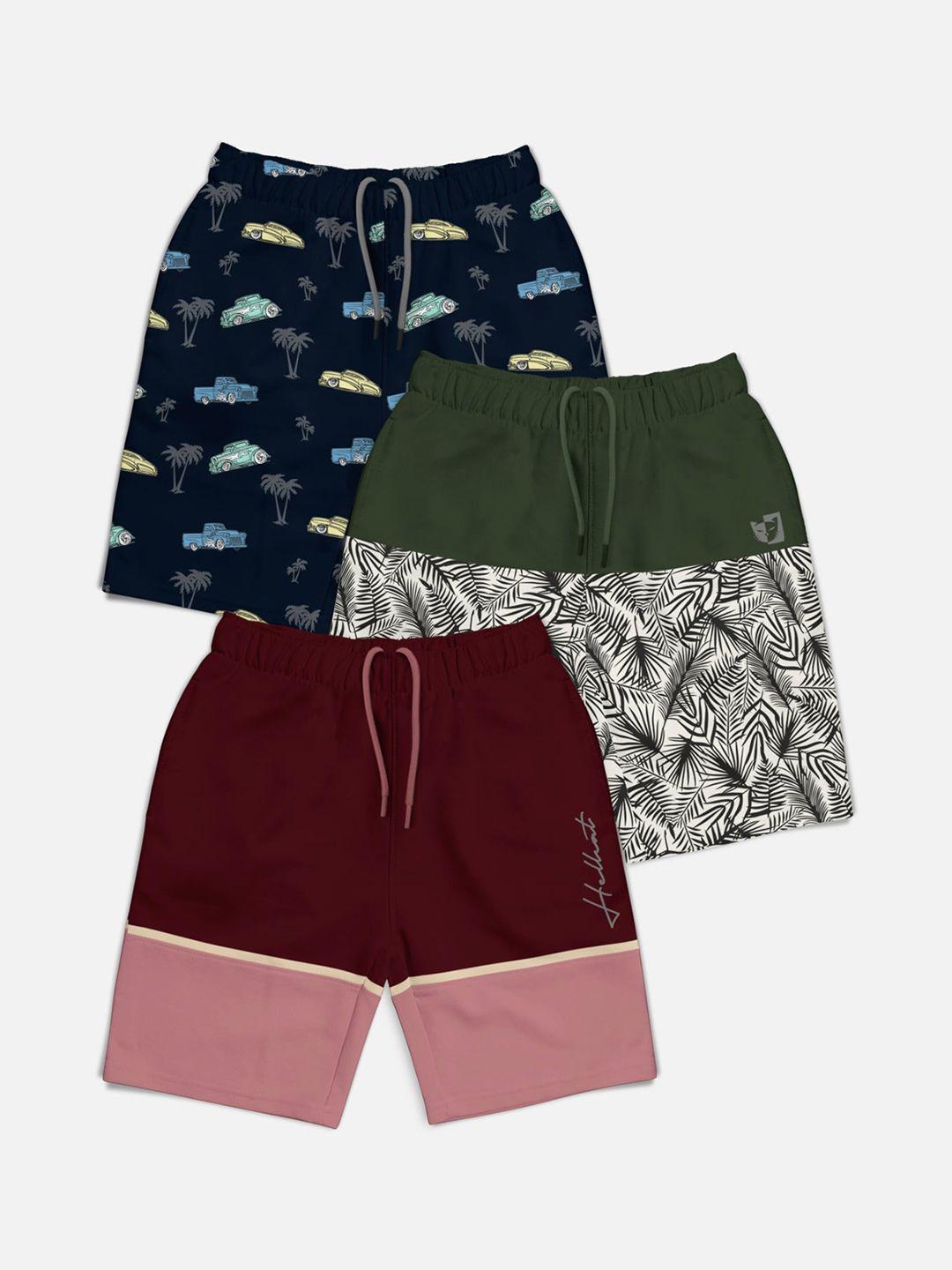 hellcat boys pack of 3 printed mid-rise shorts