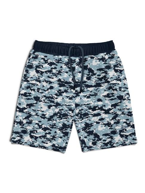 hellcat kids blue & white camouflage shorts