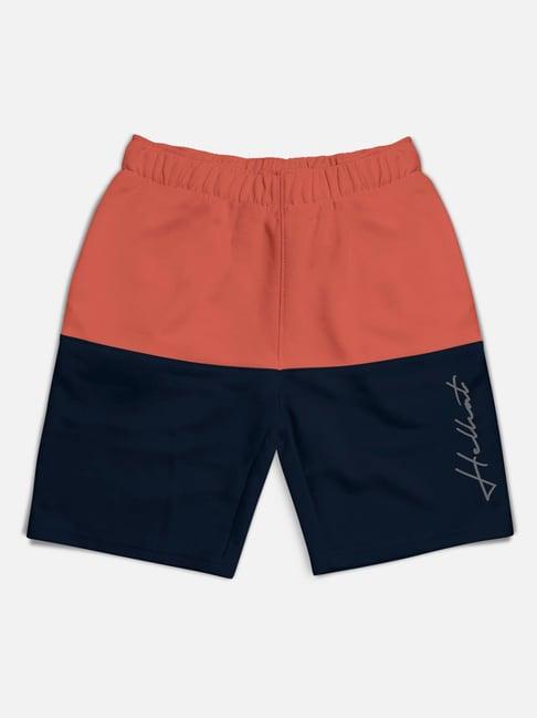 hellcat kids coral and navy color block  shorts