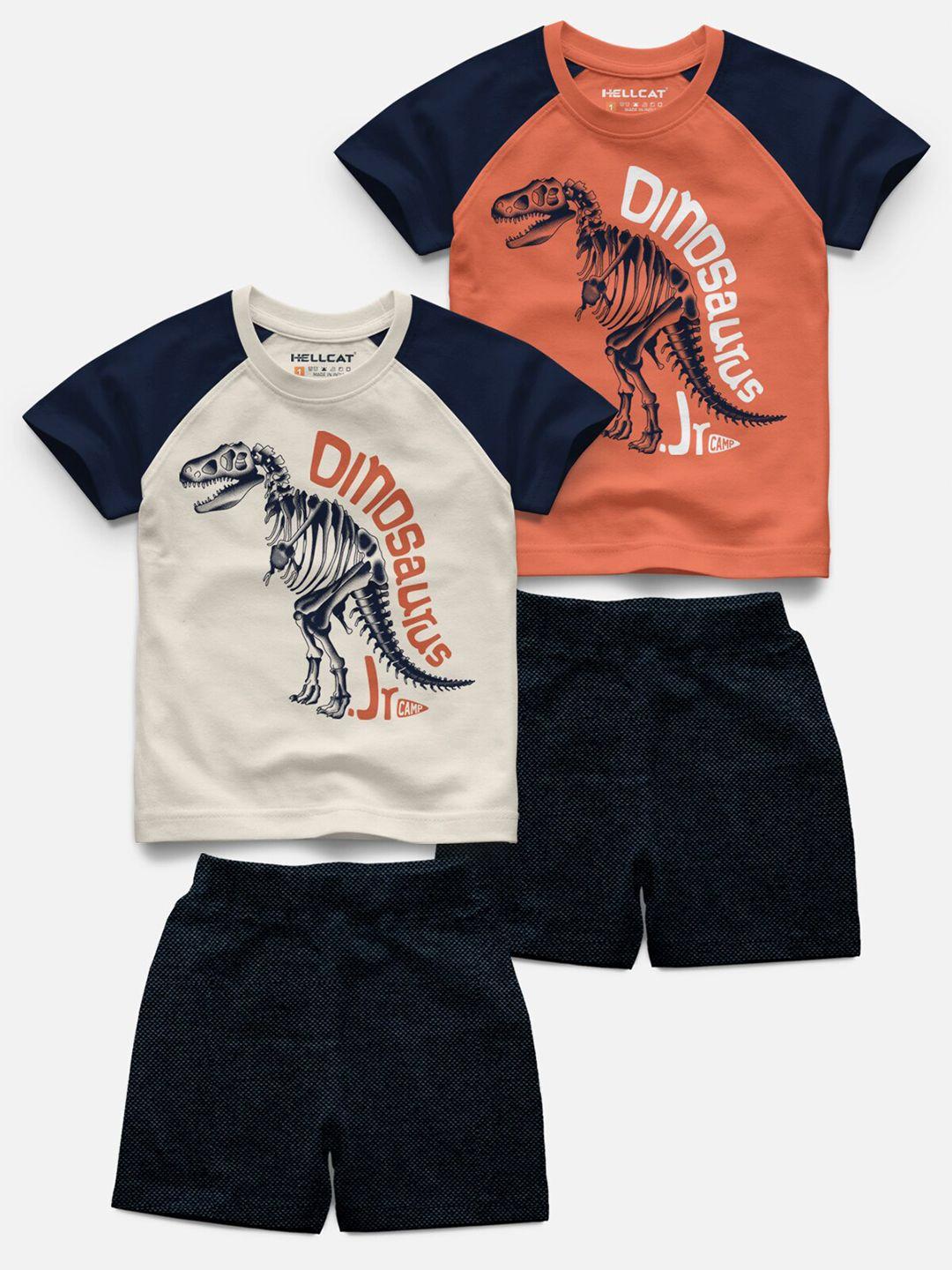 hellcat kids pack of 2 printed raglan sleeves t-shirt with shorts