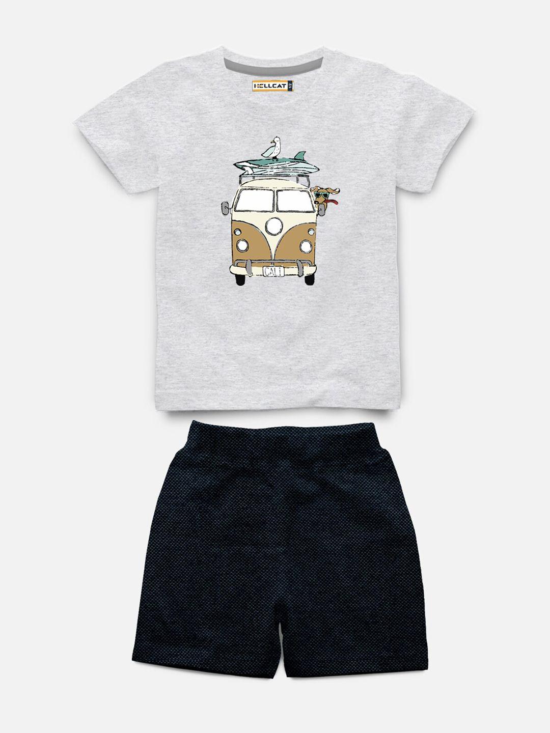 hellcat kids printed t-shirt with shorts