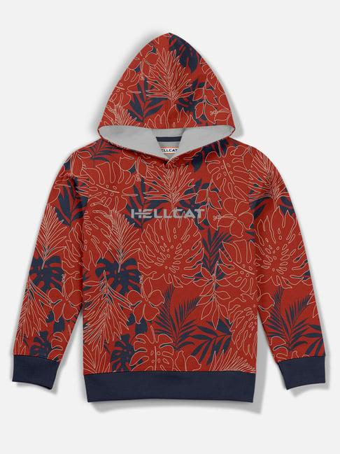 hellcat rust floral print full sleeves sweatshirt