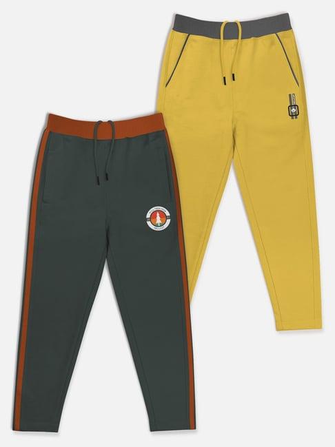 hellcat yellow & dark grey solid trackpants (pack of 2)