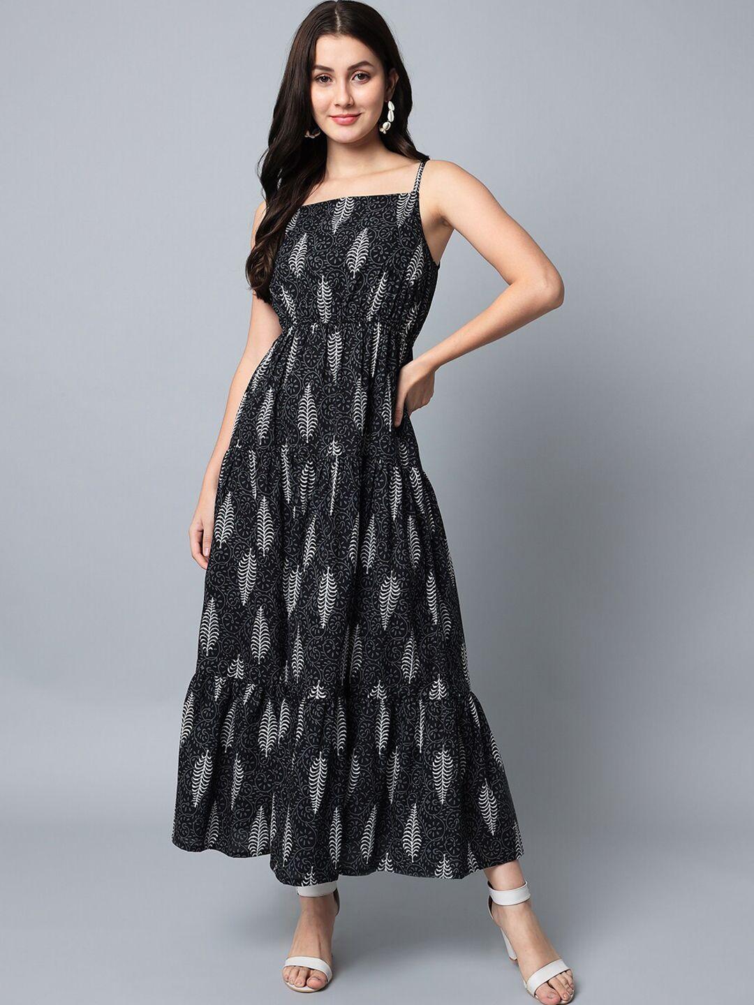 hello design black printed maxi dress