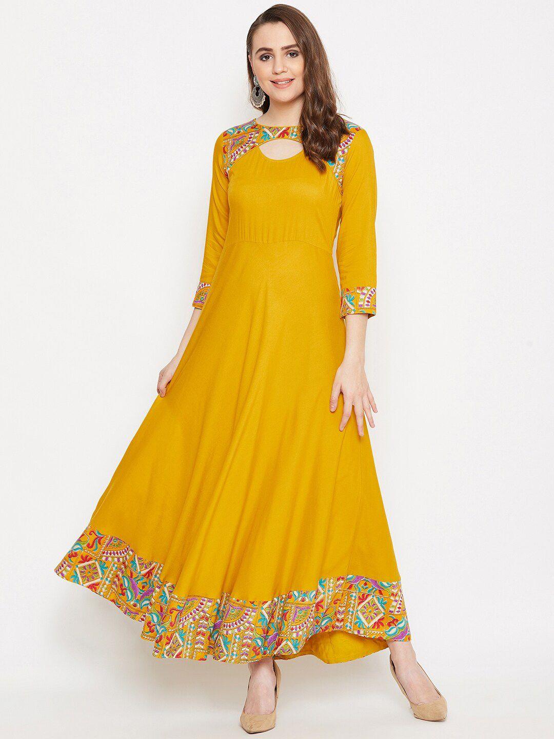 hello design mustard yellow ethnic anarkali maxi dress