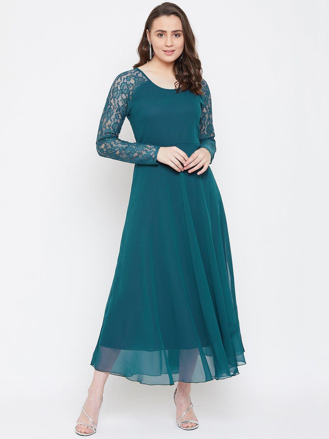 hello design teal green a-line midi dress