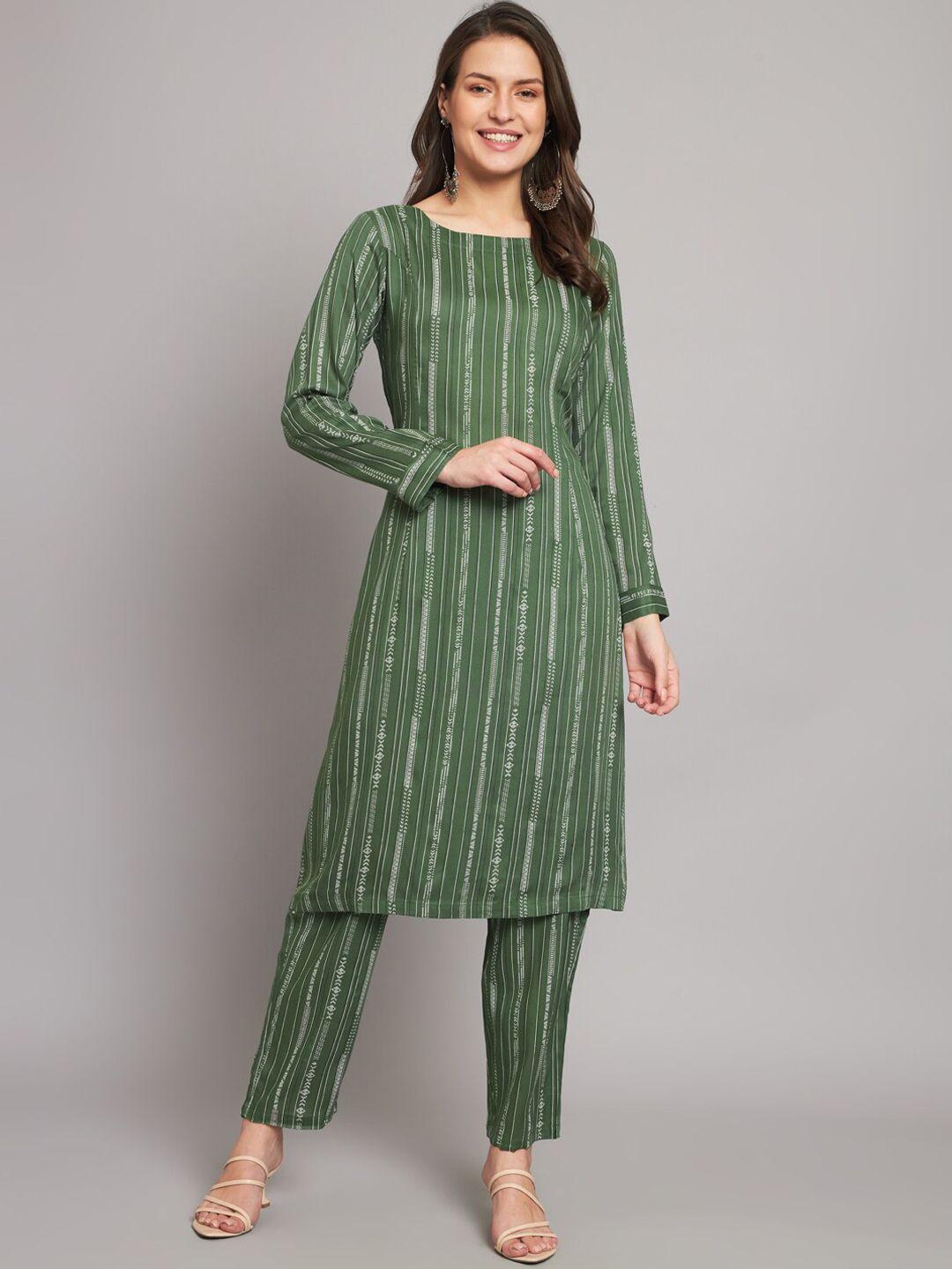 hello design vertical striped regular kurta with trousers