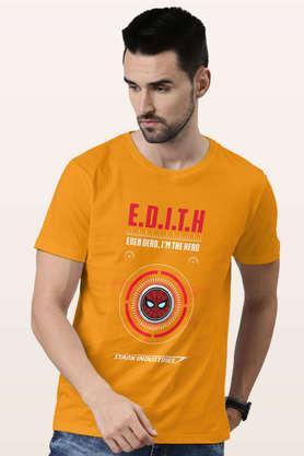 hello edith round neck mens t-shirt - yellow