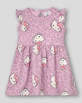 hello kitty all-over print fit & flare dress