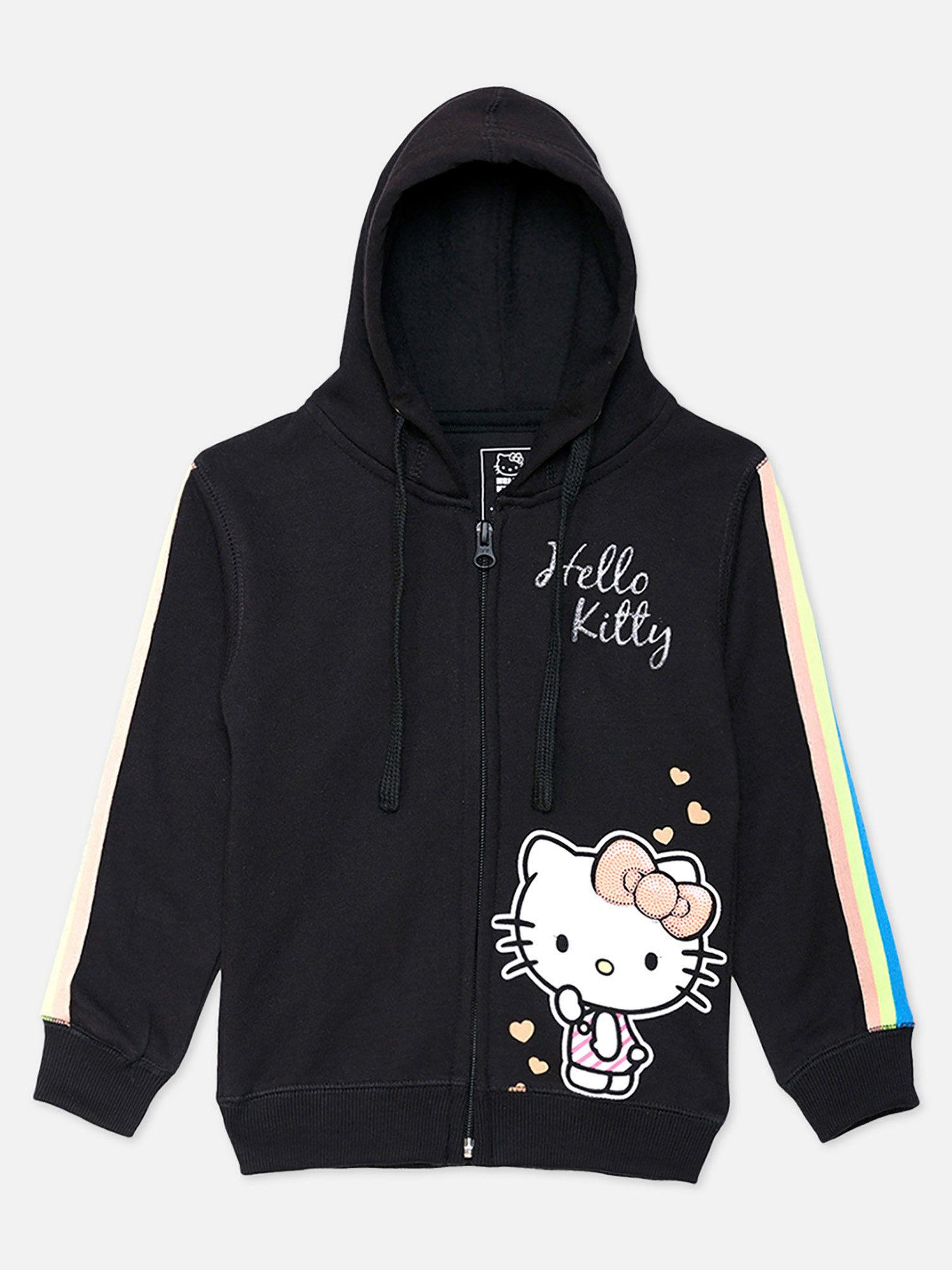 hello kitty featured black zipper hoodie for girls