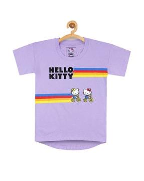 hello-kitty print round-neck t-shirt