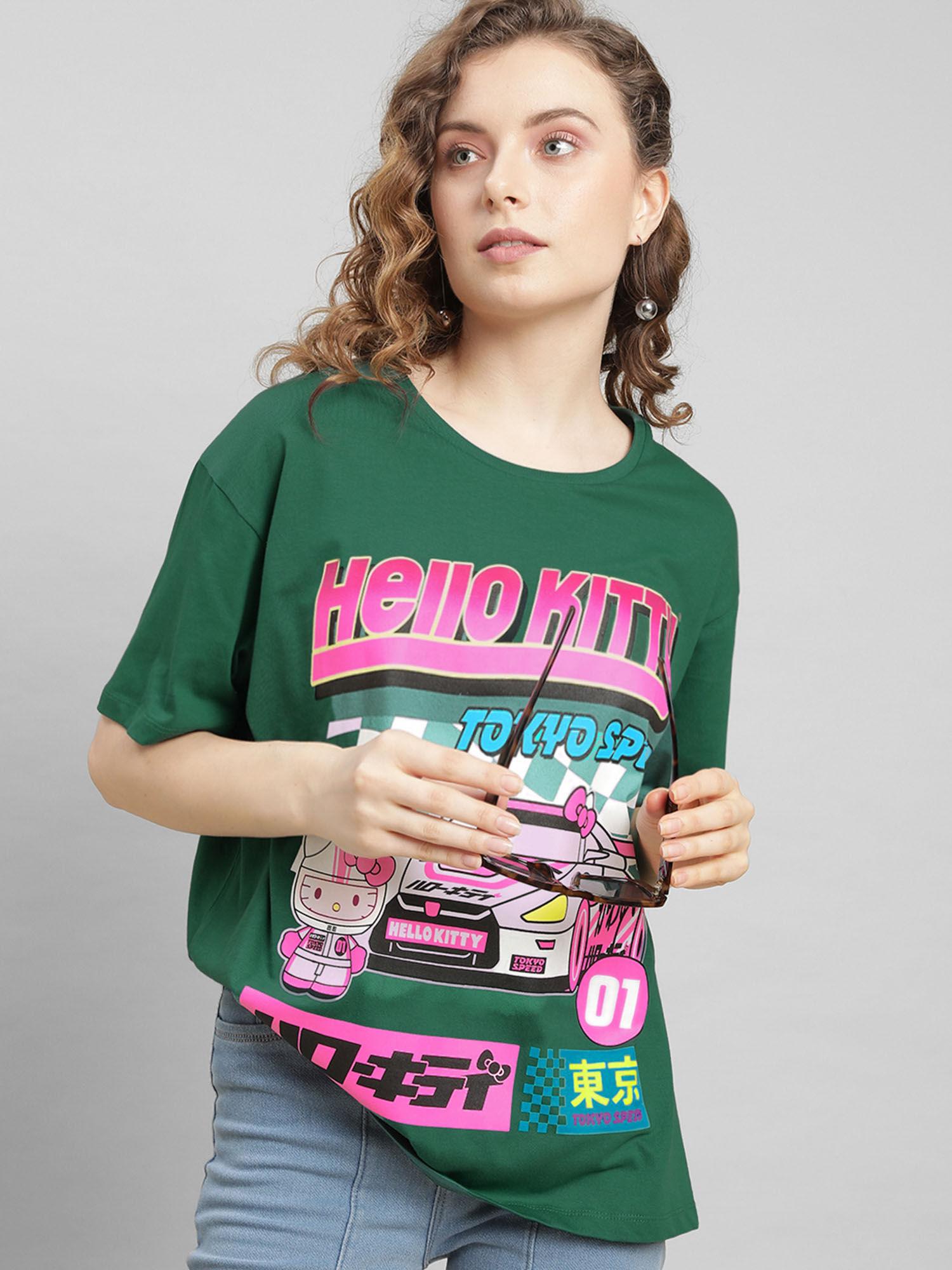 hello kitty printed green t-shirt for women