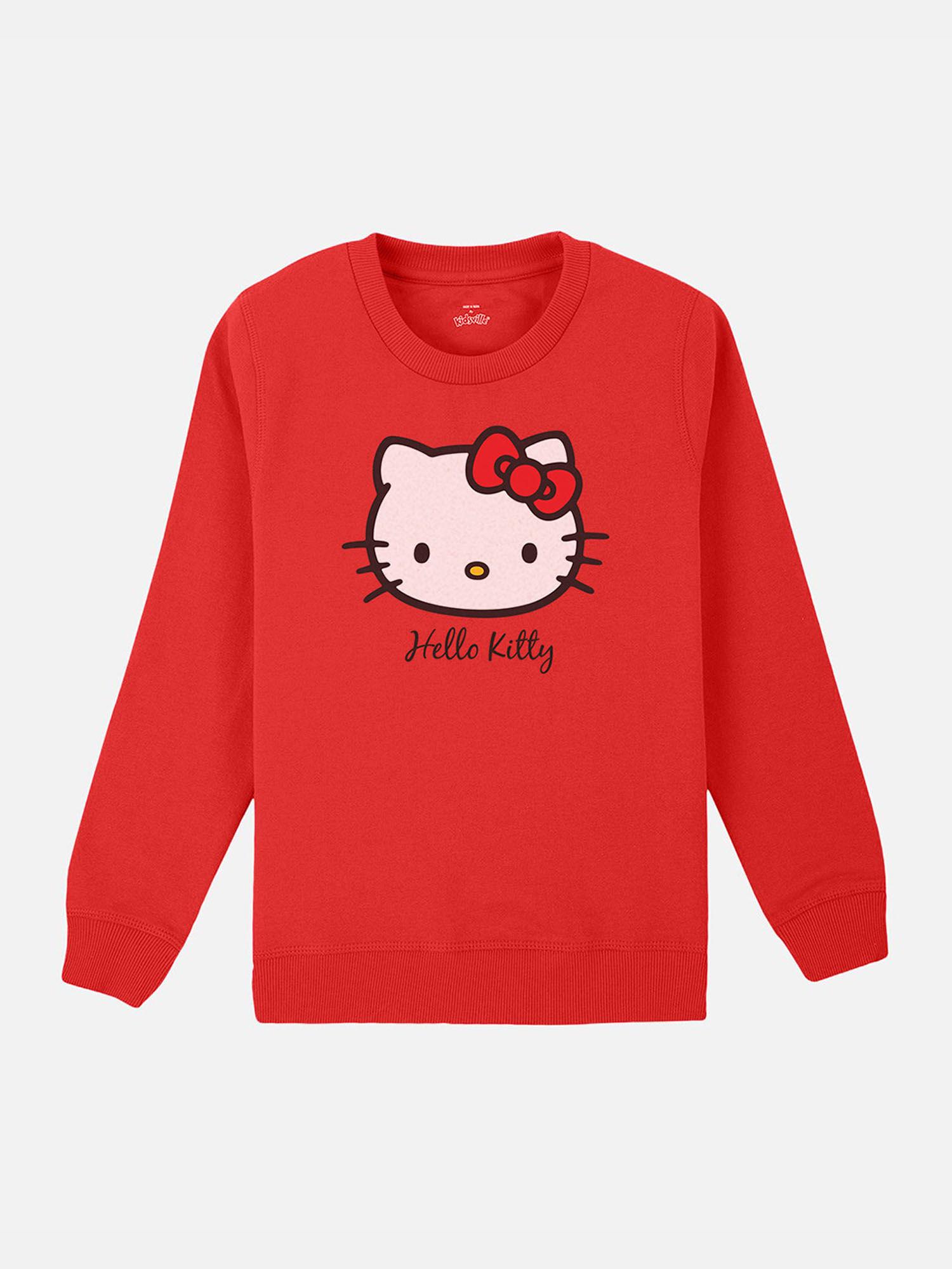 hello kitty printed red full sleeve sweater