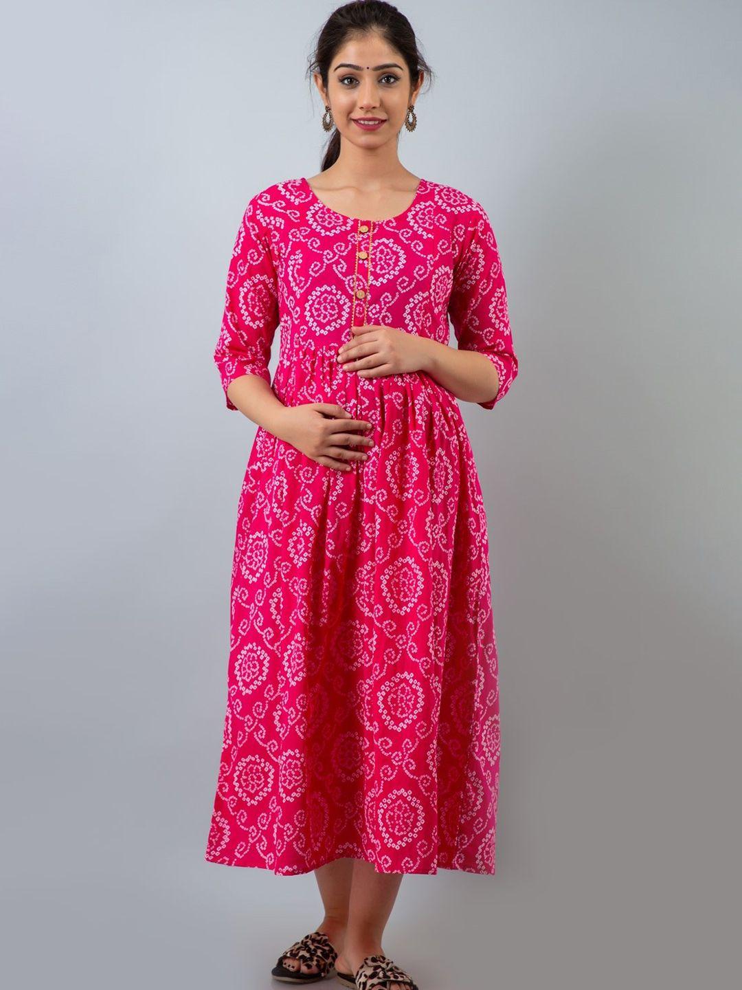 henal ethnic motifs printed maternity a-line ethnic dress