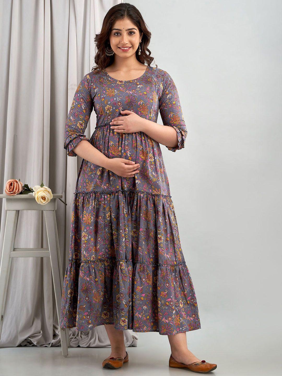 henal floral printed maternity anarkali kurta