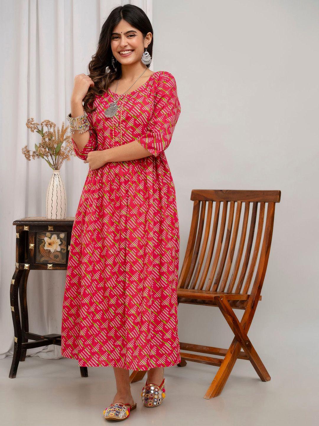 henal leheriya printed cotton maternity anarkali kurta