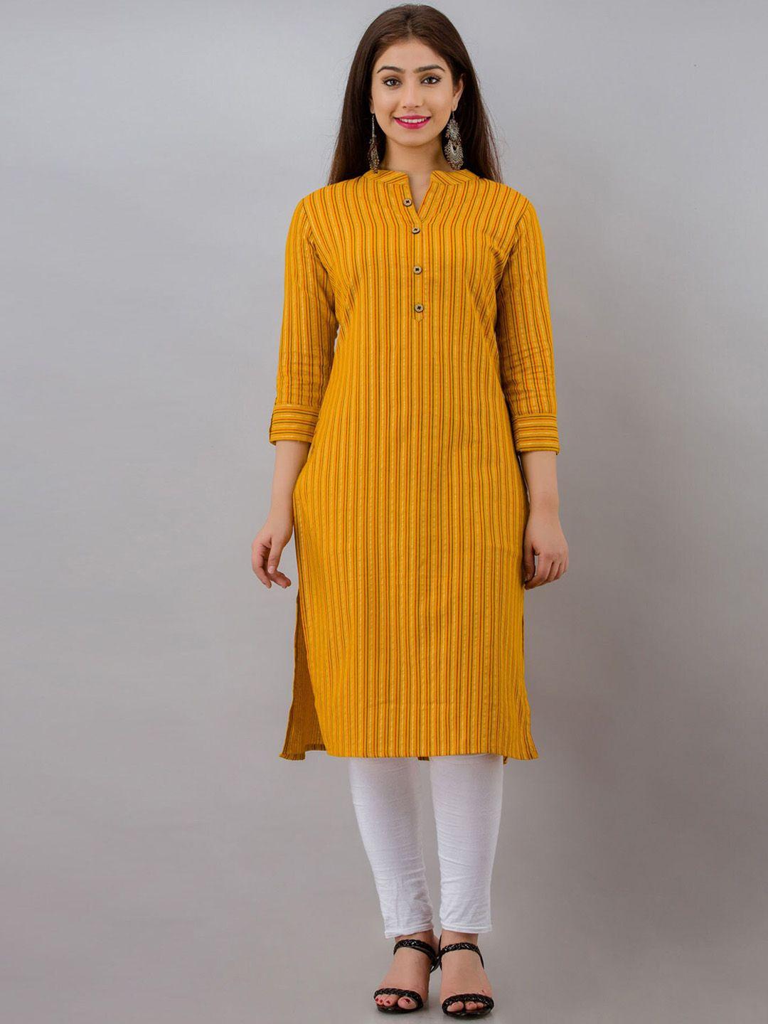 henal striped mandarin collar cotton kurta