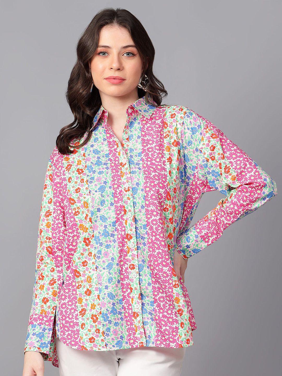 hencemade comfort floral printed high-low cotton oversized shirt