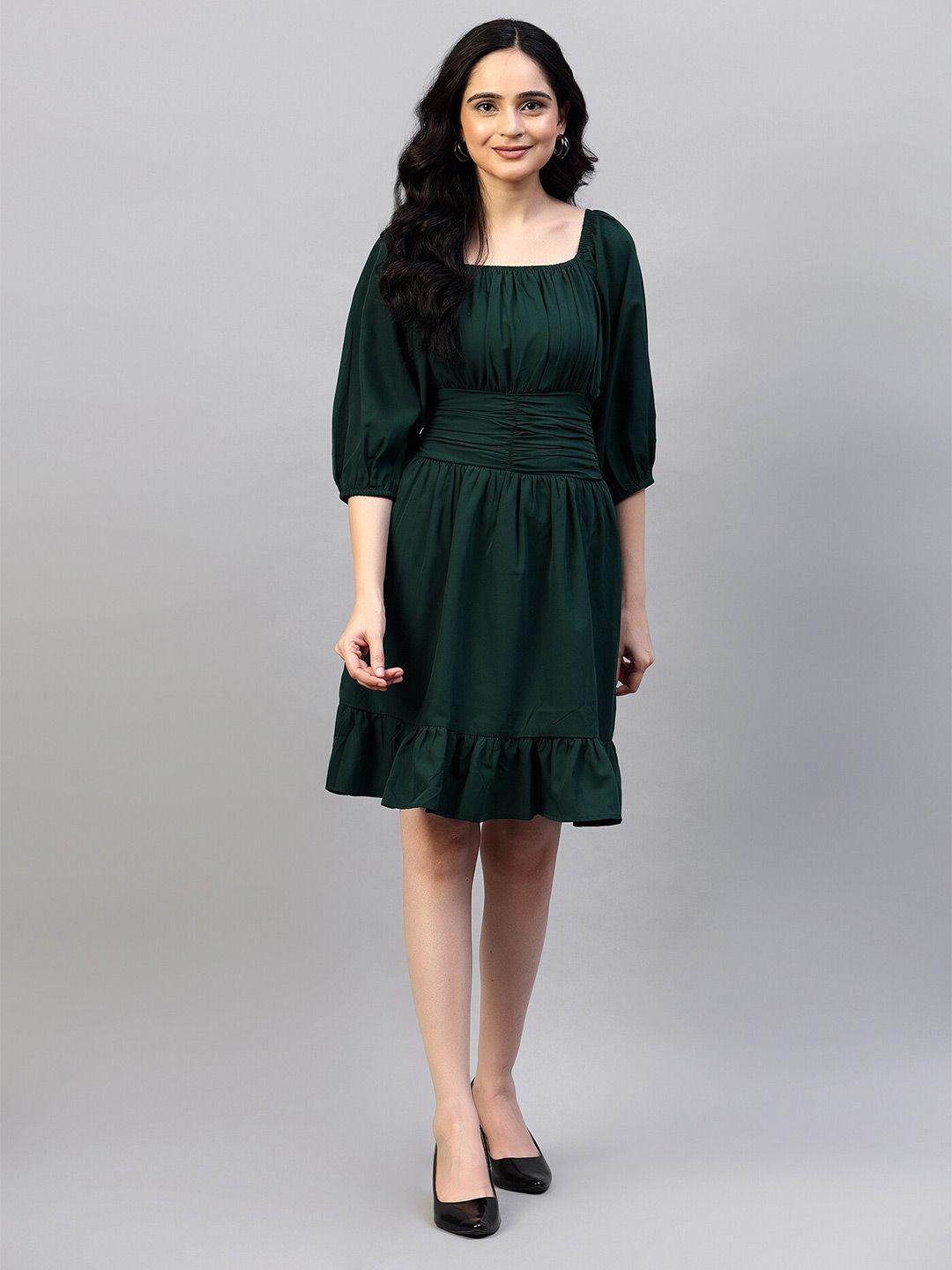 hencemade square neck puff sleeves fit & flare dress