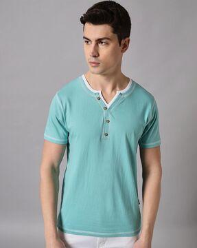 henley t-shirt with contrast neckline