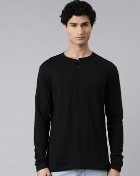 henley t-shirt with half-button closure