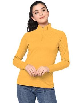 henley neck t-shirt with zip detail