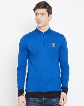 henley sweatshirt with patch pocket