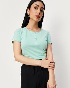 henley t-shirt with back lace detail