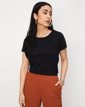 henley t-shirt with back lace detail