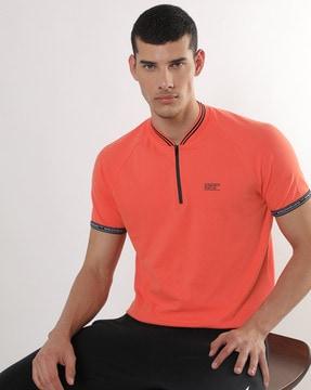 henley t-shirt with brand print