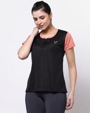 henley t-shirt with brand print