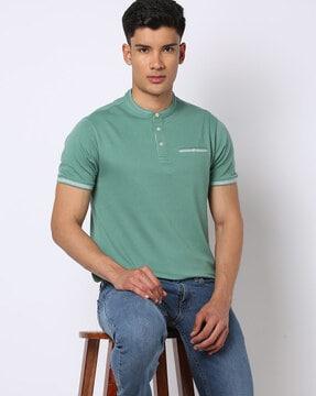 henley t-shirt with button placket